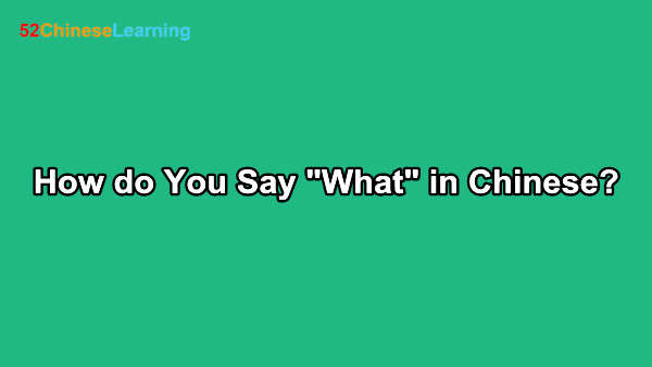 How do You Say “What” in Chinese?